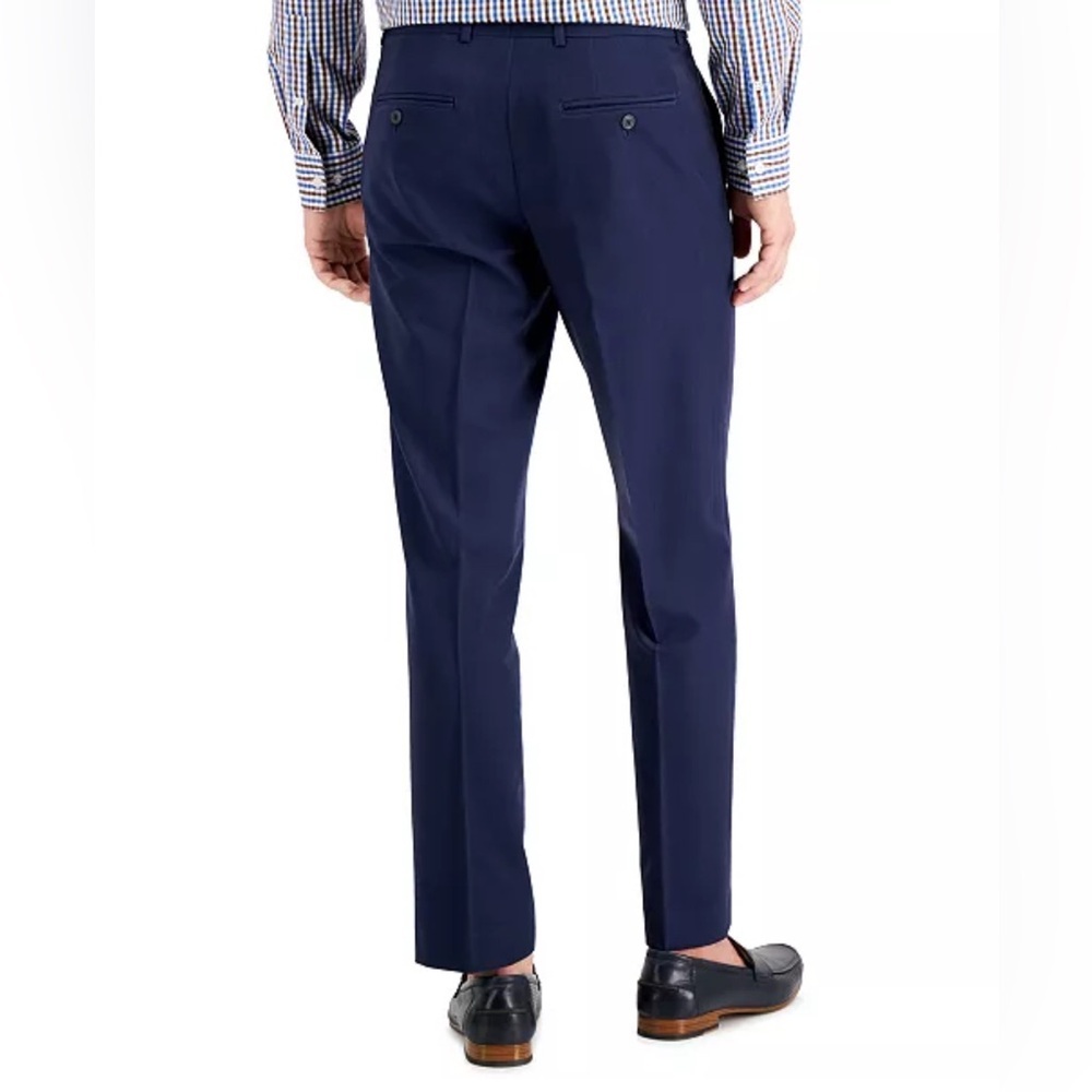 Men’s Perry Ellis Portfolio Modern-Fit Stretch Solid Resolution Pants Navy 34x30 - Picture 2 of 6